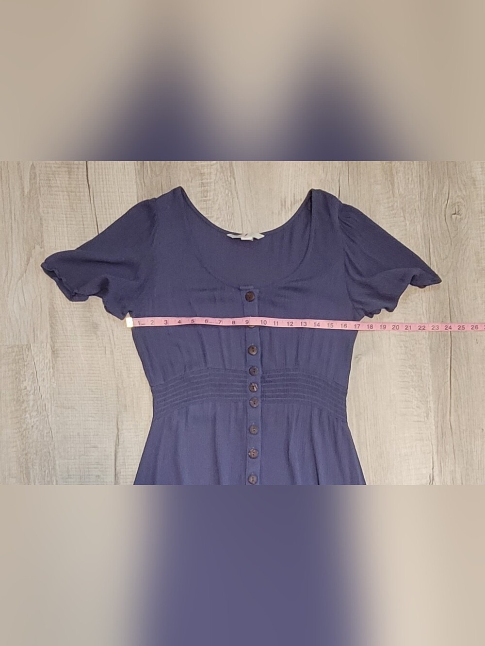 ​Amplify Blue Boho Crinkle Rayon Button Front High Low Midi Dress Size L - Picture 10 of 12